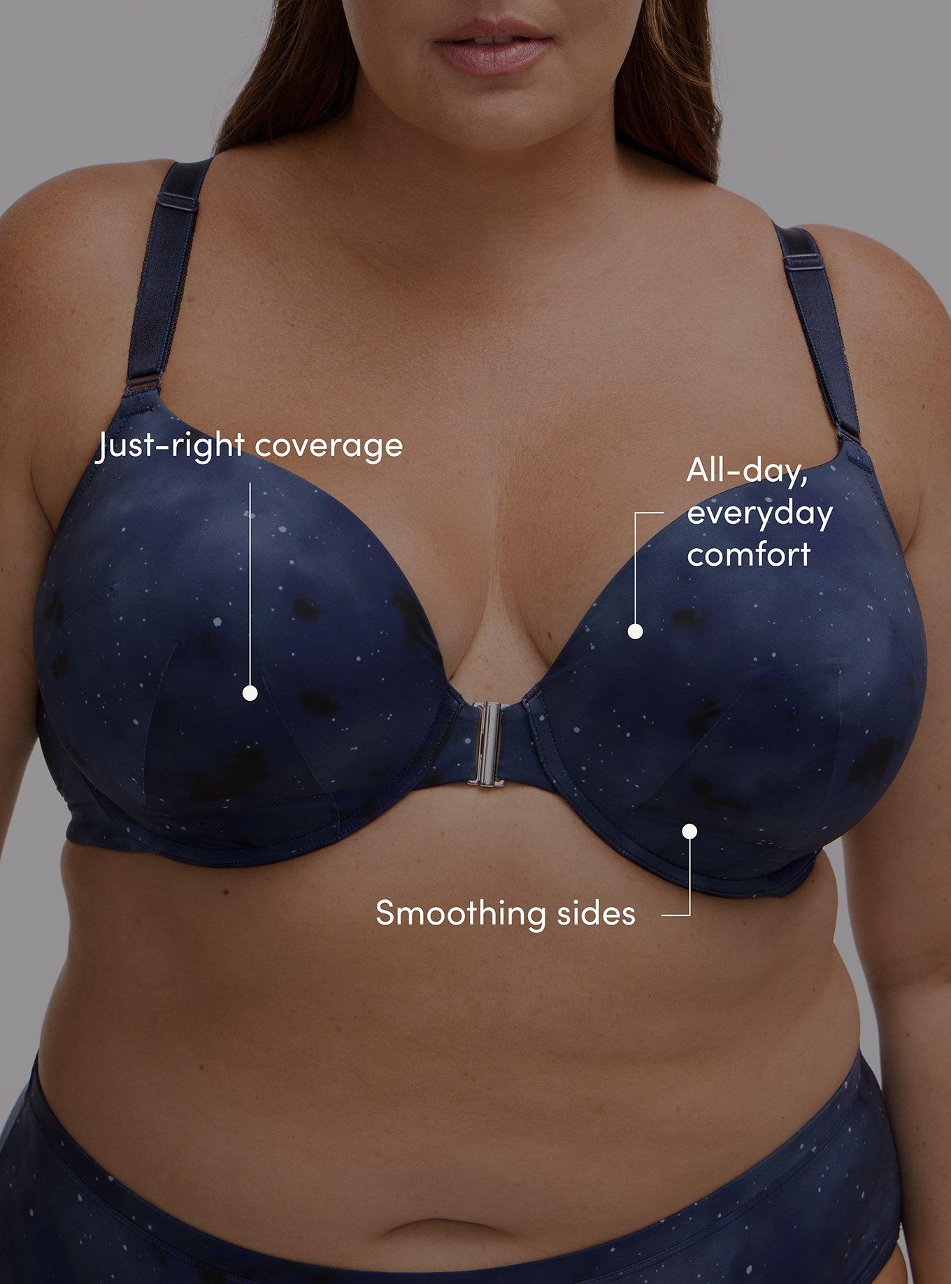 Plus Size T-Shirt Push Up Print Front Close 360 Back Bra, SKYLAR GALAXY NAVY, alternate