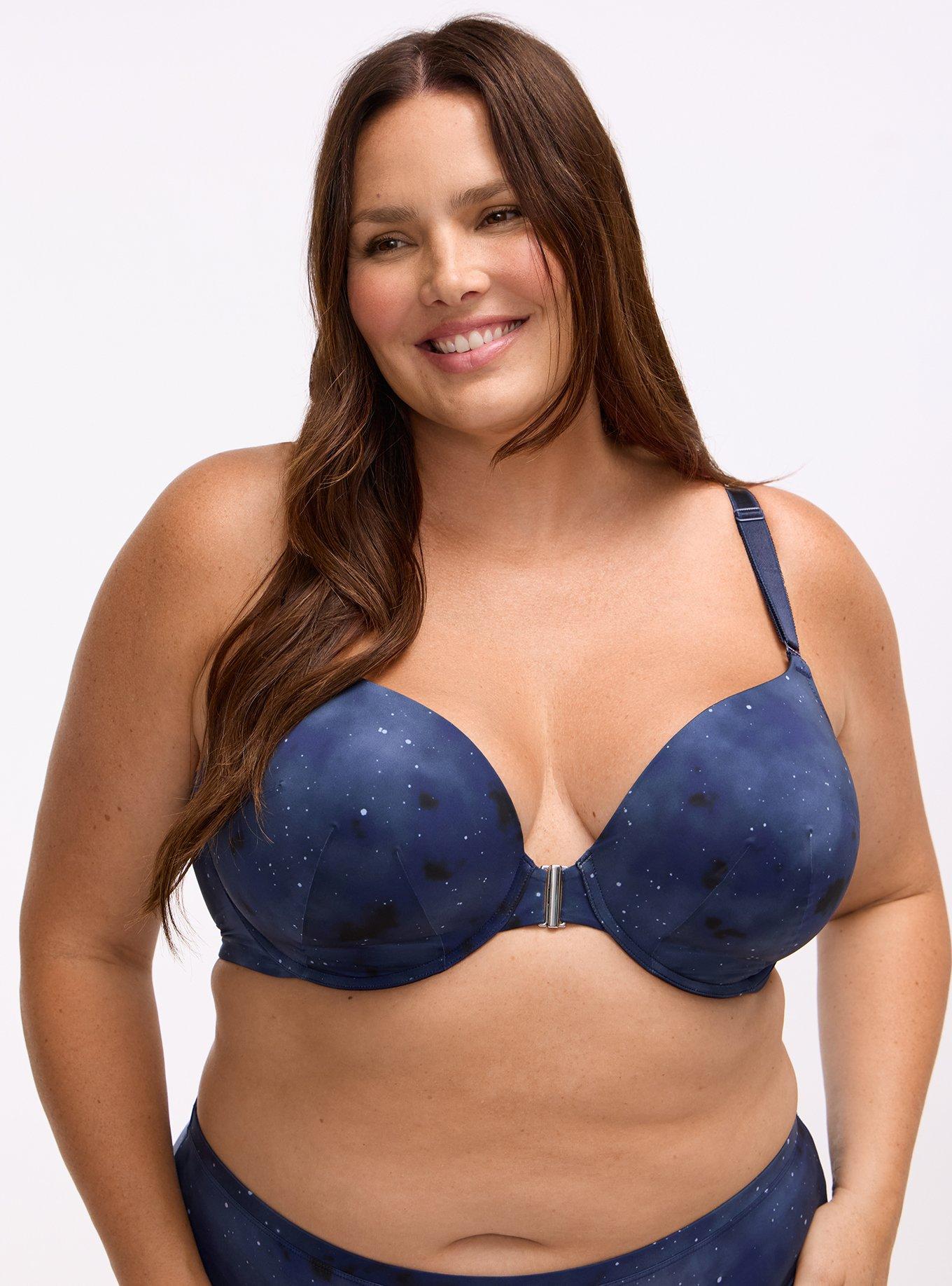Plus Size T-Shirt Push Up Print Front Close 360 Back Bra, SKYLAR GALAXY NAVY, hi-res