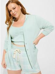 Plus Size Light Weight Hacci Hooded Lounge Cardigan, DOUBLE DYE HARBOR GRAY, hi-res