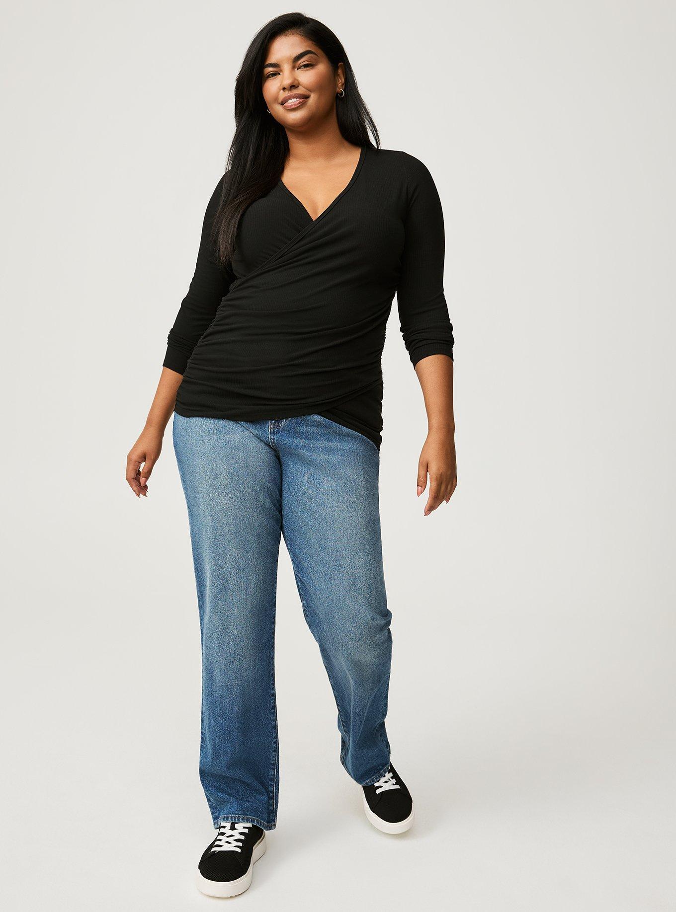 Ribbed Surplice Top