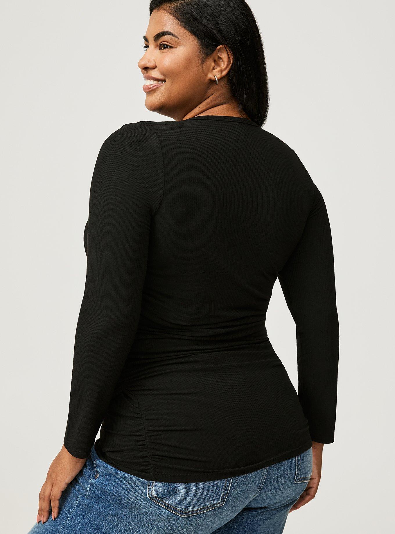 Fitted Super Soft Rib Surplice Long Sleeve Top