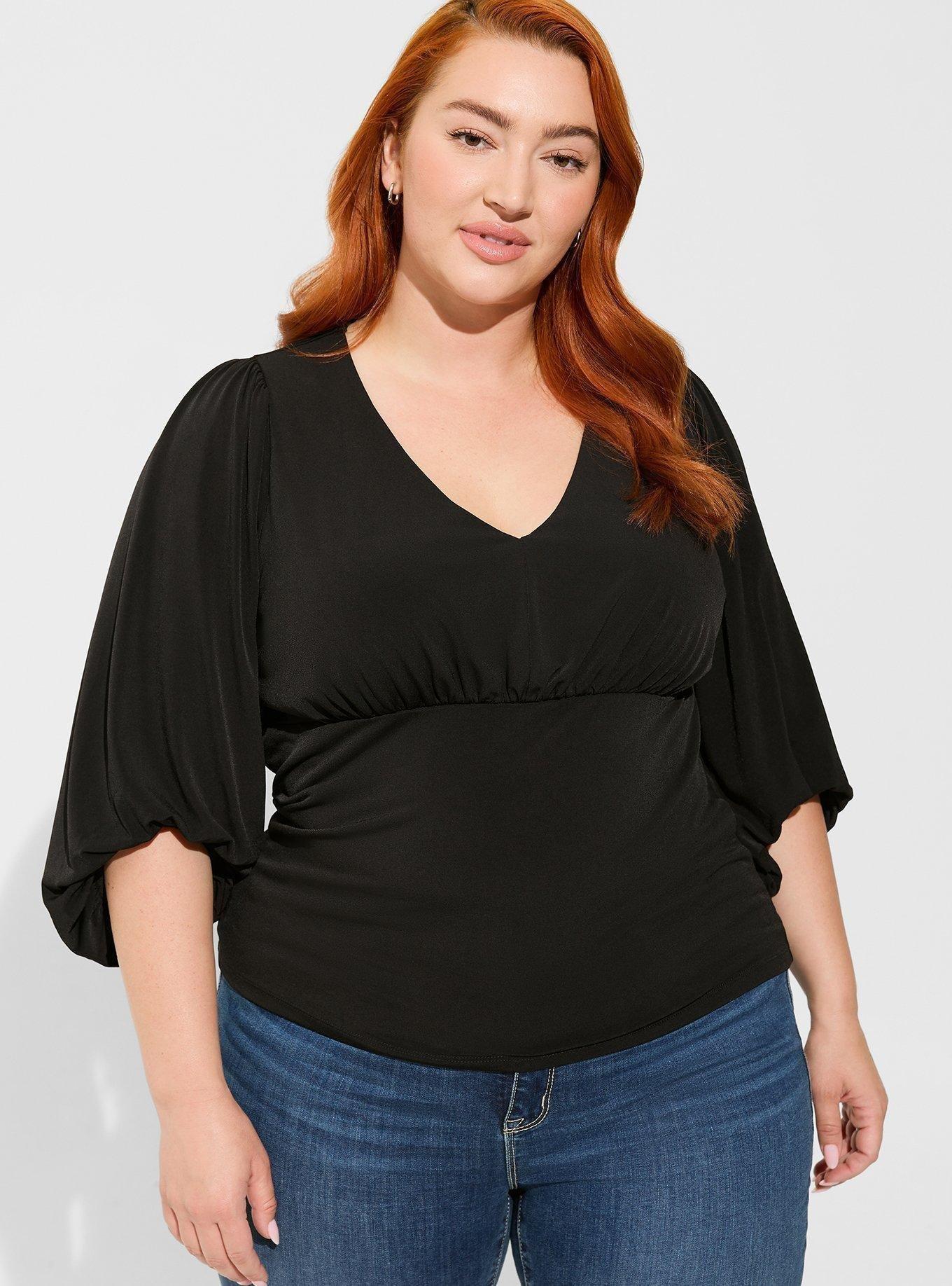 Torrid Gorgeous Black Chiffon Sleeve Super Soft Blouse Top Plus Size 3X,  22/24 