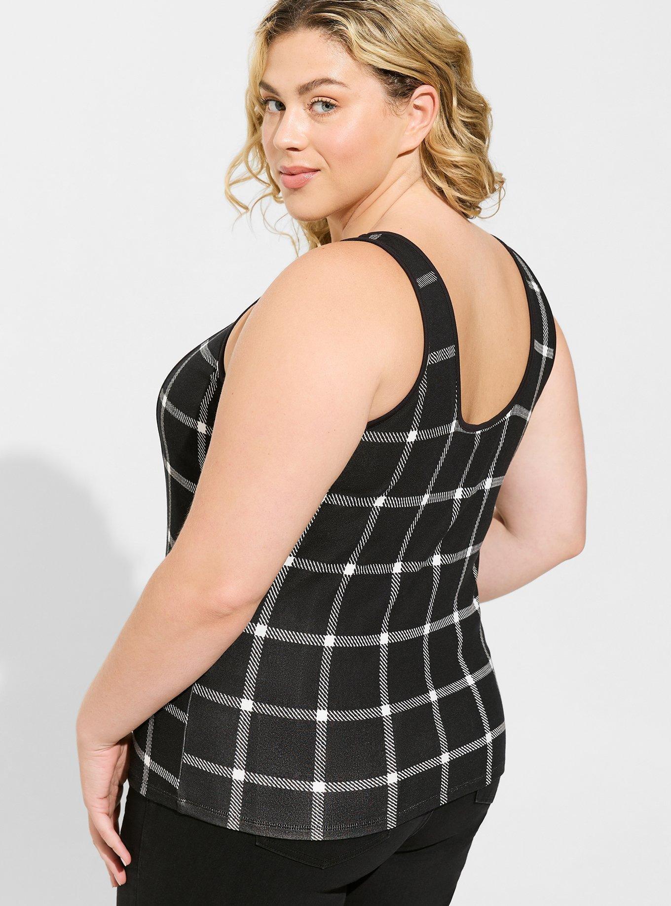 Ponte Sweetheart Corset Top, DEEP BLACK PLAID, alternate