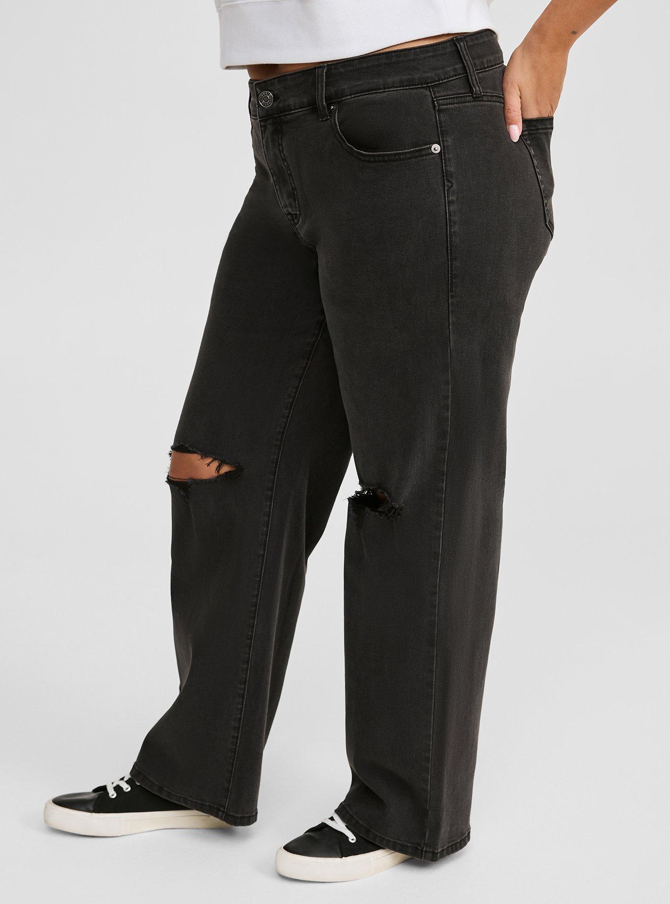 Plus Size Black Wide Leg Jeans