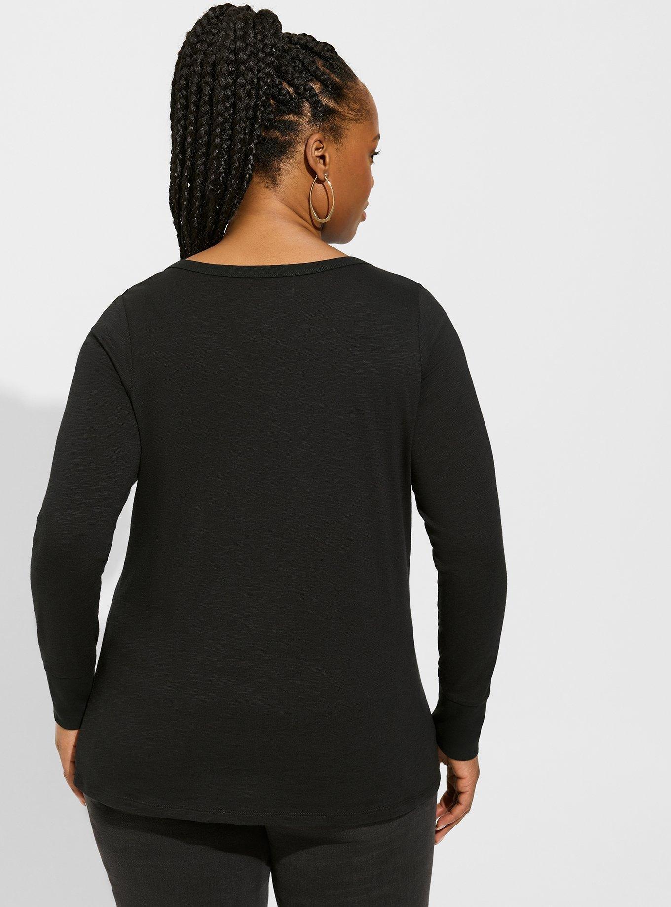 Super Soft Slub Scoop Neck Long Sleeve Henley