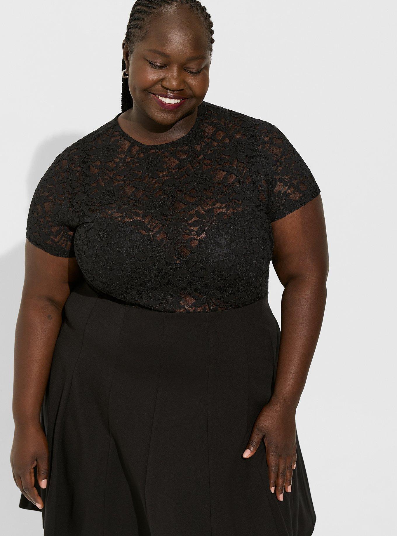 Plus Size - Sheer Stretch Lace Crew Neck Tee - Torrid