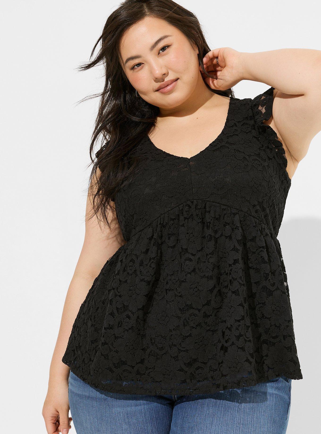 Torrid Babydoll Lace V-Neck Sleeveless Tank Top Blouse Shirt Women's 4X