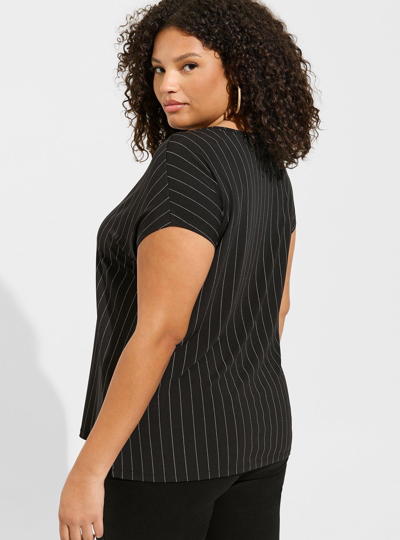 Studio Knit Crew Neck Dolman Tee, BLACK STRIPE, alternate