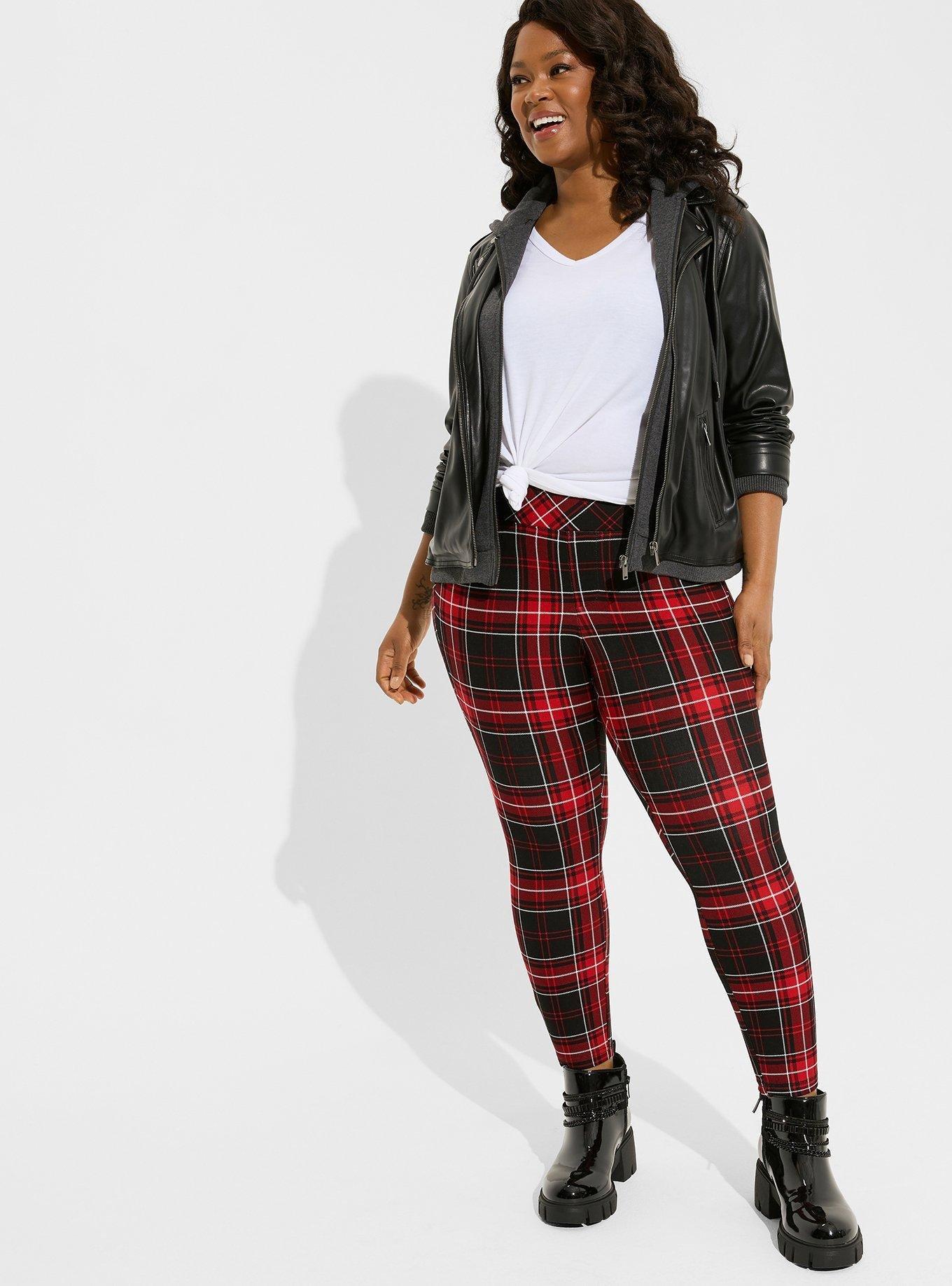 Plus size best sale red plaid pants