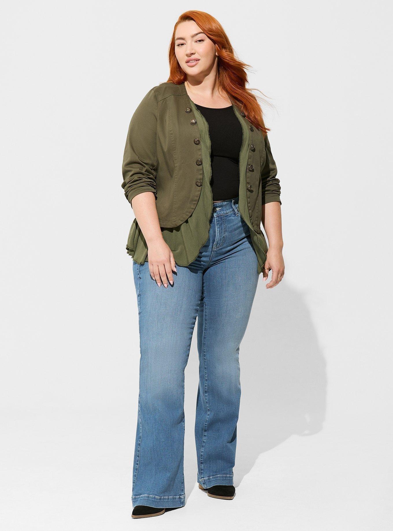 Plus Size - Stretch Twill Peplum Military Jacket - Torrid