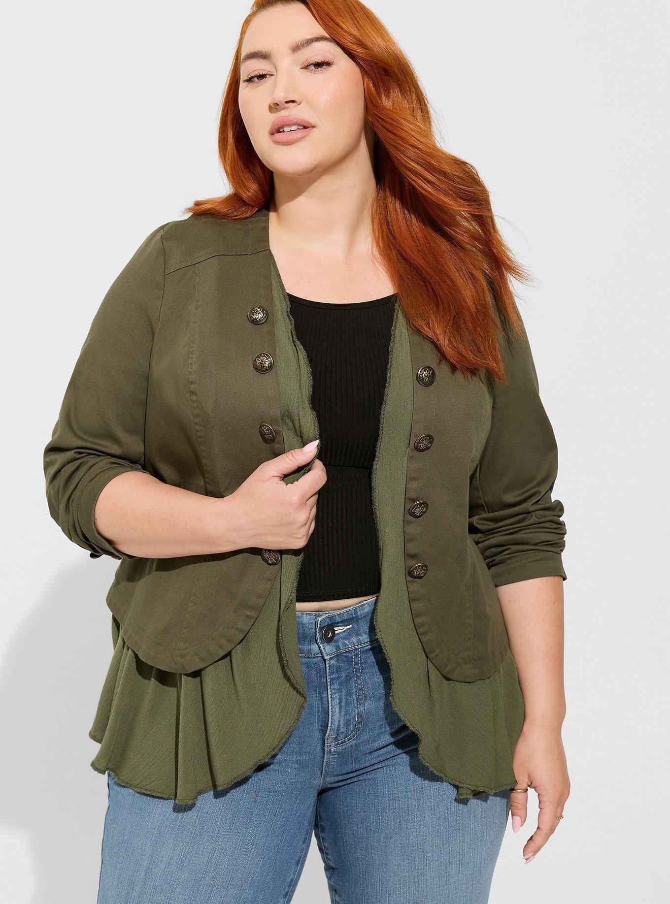 Plus Size - Stretch Twill Peplum Military Jacket - Torrid