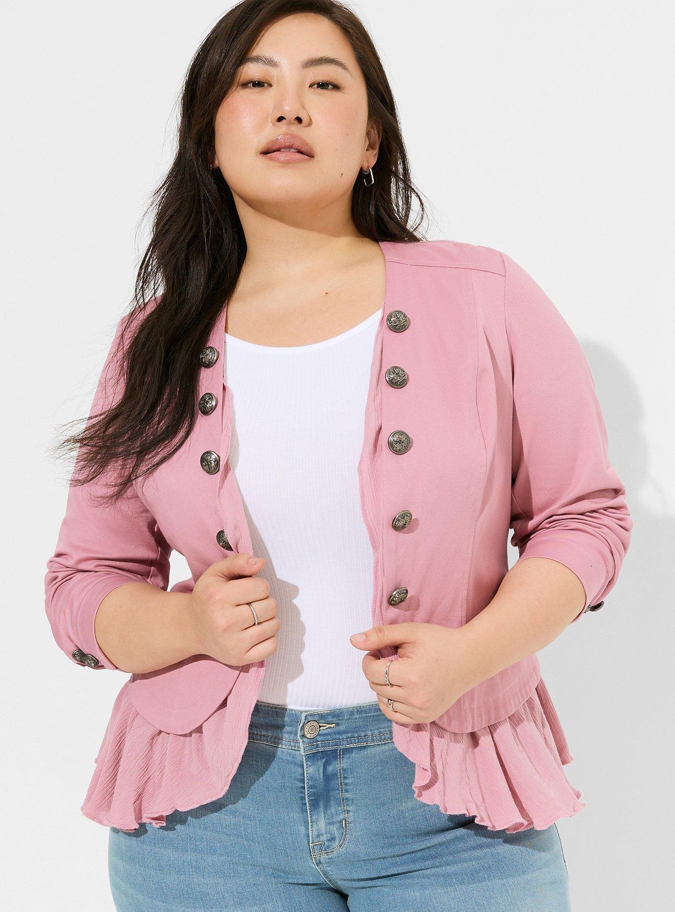 Plus Size - Stretch Twill Peplum Military Jacket - Torrid