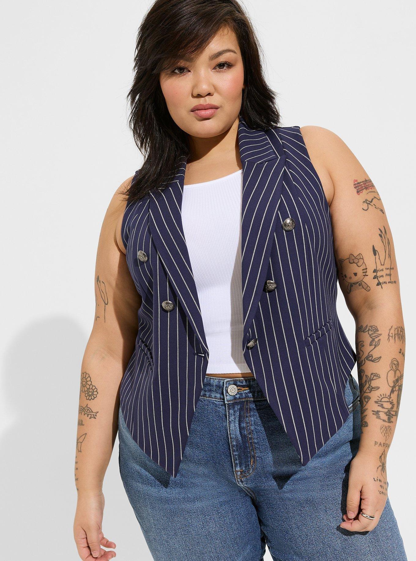 Plus Size - City Twill Longline Belted Vest - Torrid