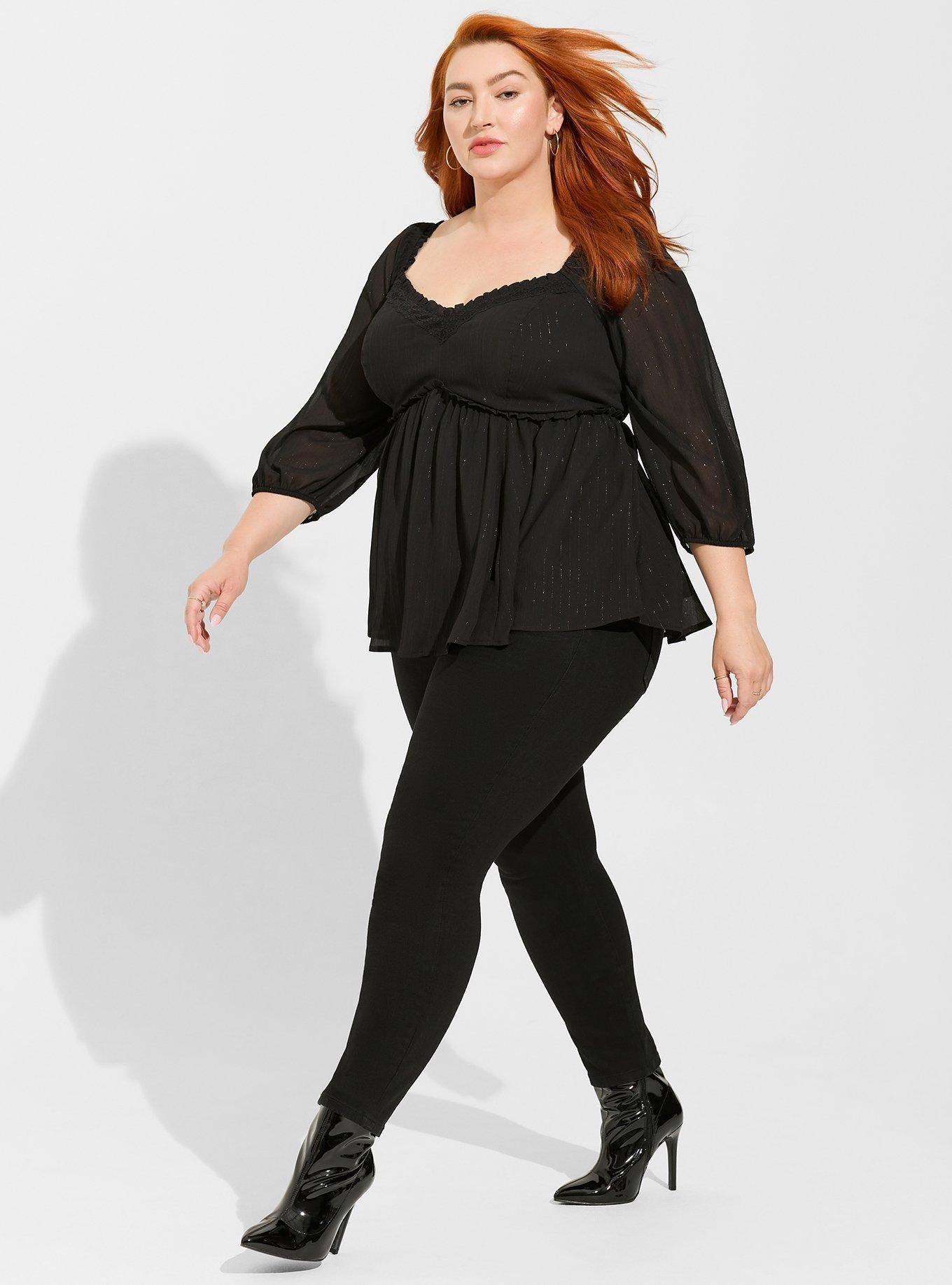 Plus Size - Babydoll Crinkle Chiffon Blouson Sleeve Top - Torrid