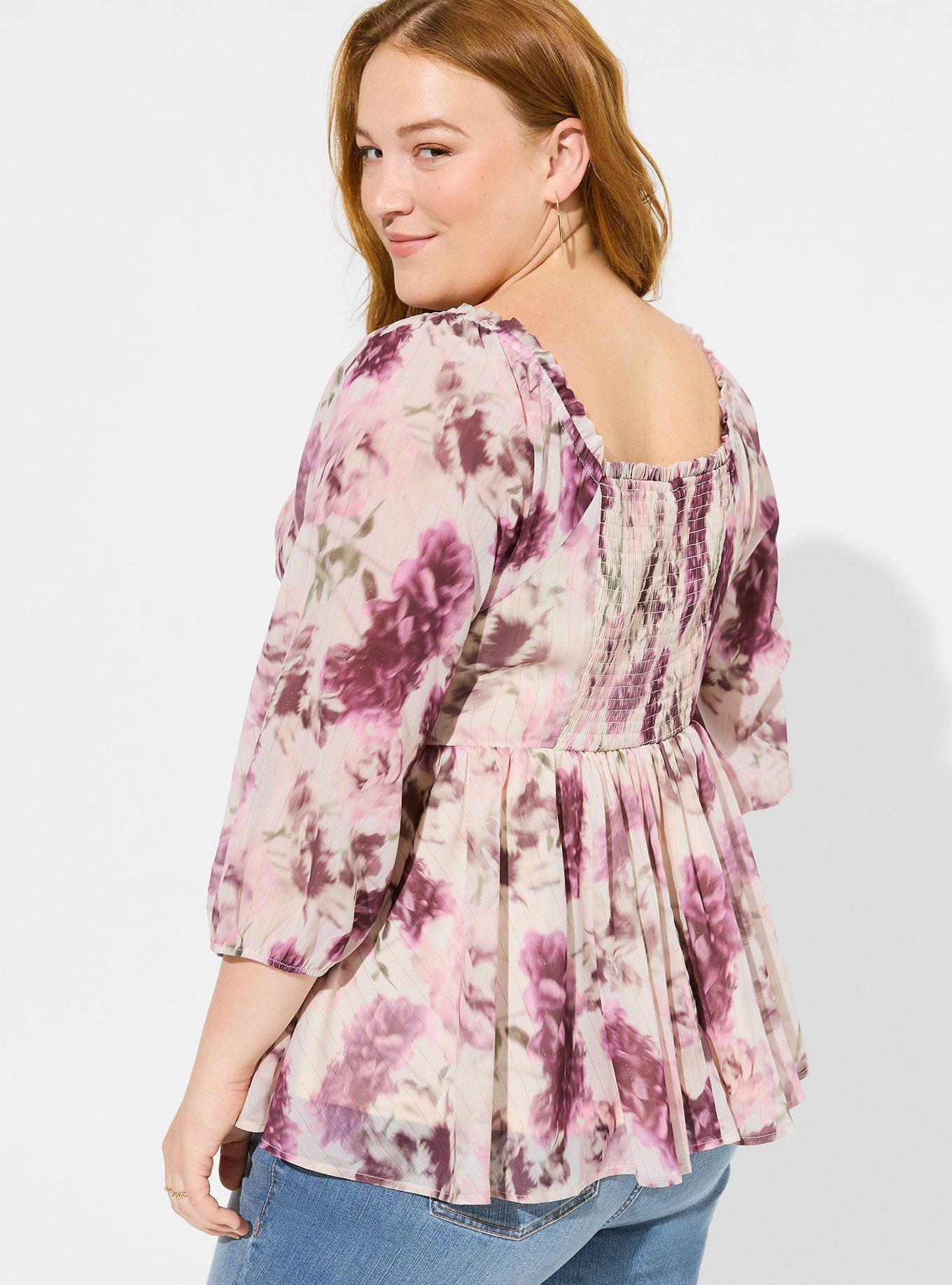 Plus Size - Babydoll Crinkle Chiffon Blouson Sleeve Top - Torrid