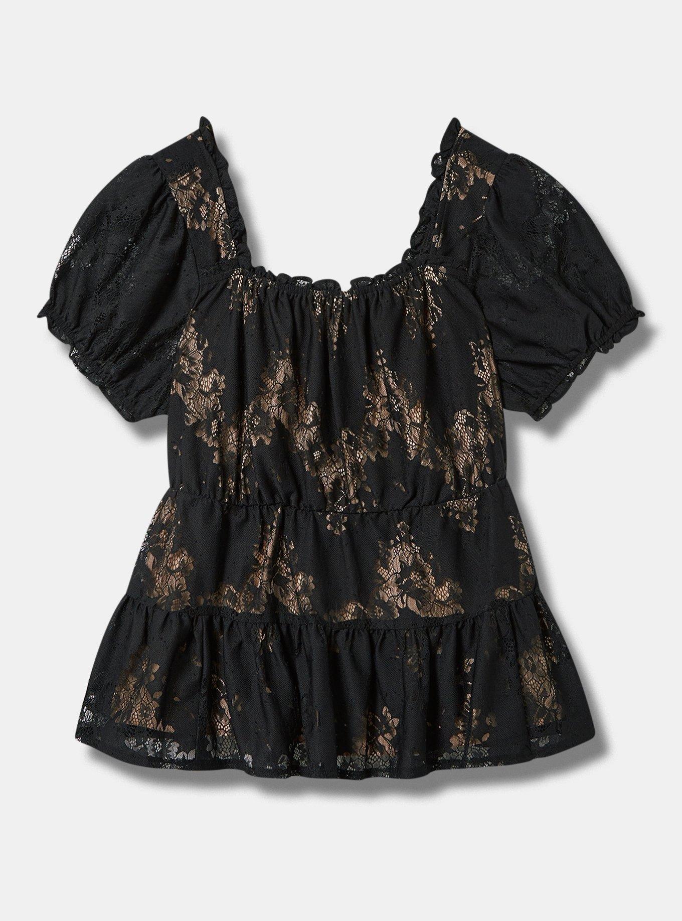 Babydoll Lace Tiered Short Sleeve Top