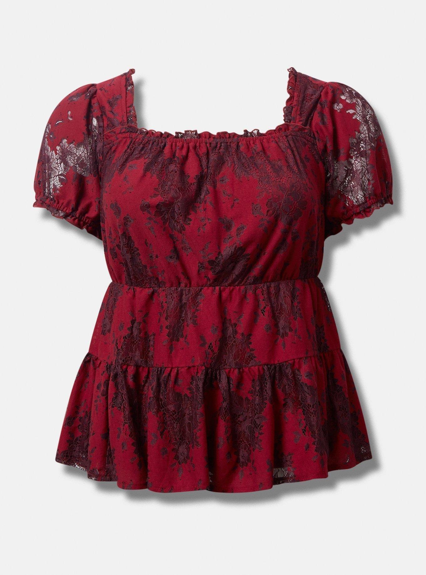 Babydoll Lace Tiered Short Sleeve Top