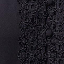 Georgette Lace Trim Button Up Blouse, DEEP BLACK, swatch