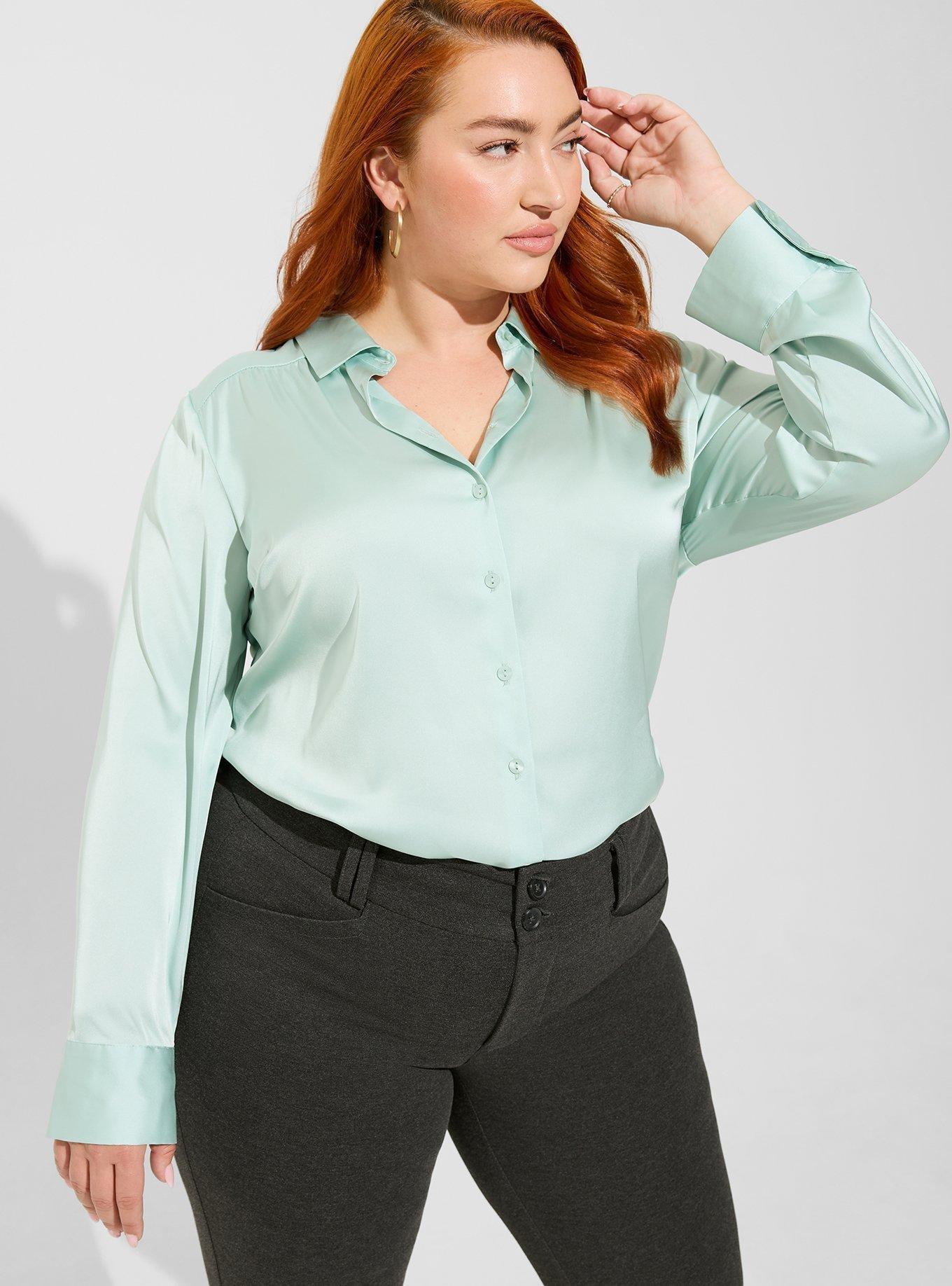 Madison Satin Button-Up Long Sleeve Shirt