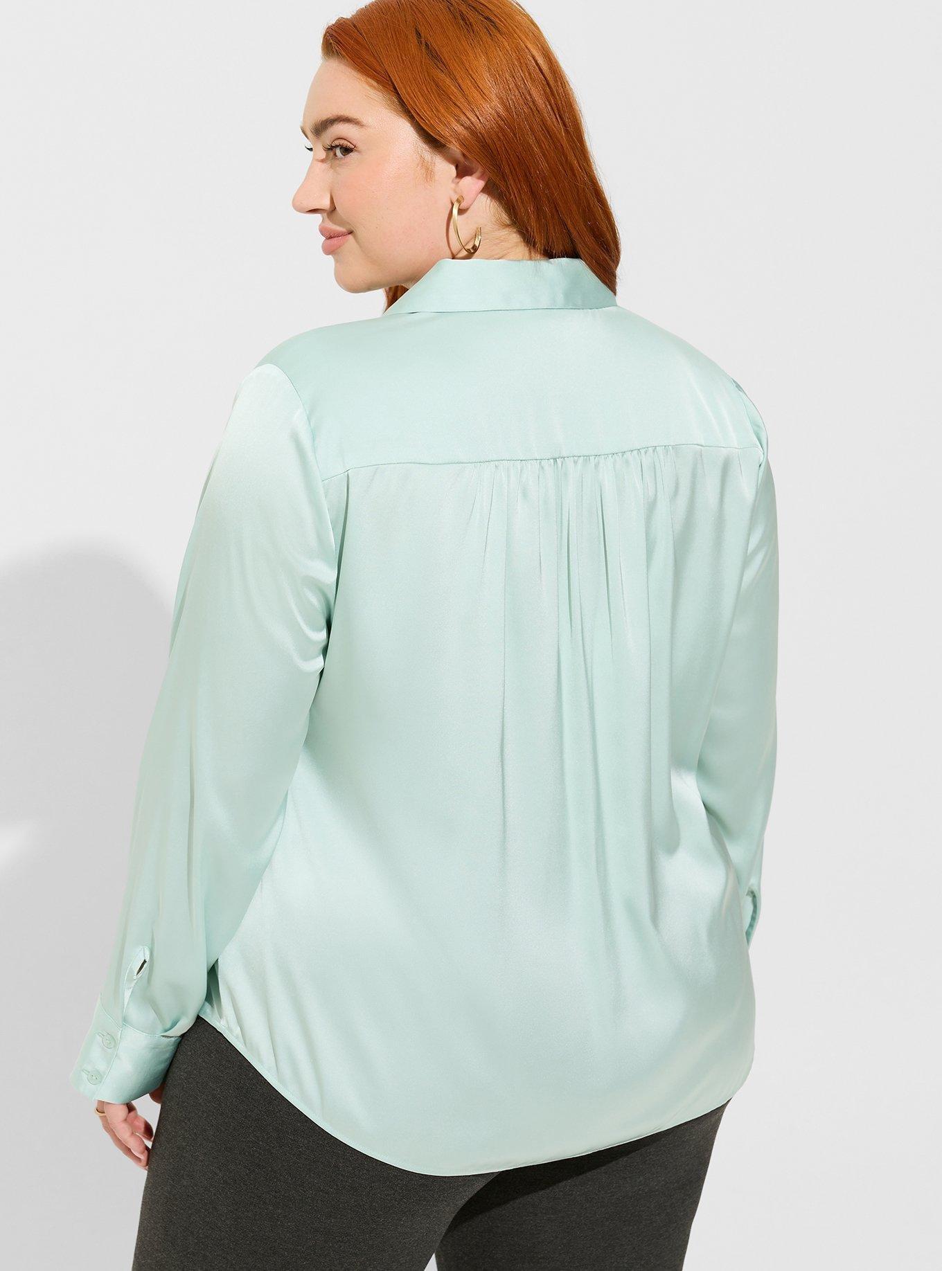 Madison Satin Button-Up Long Sleeve Shirt