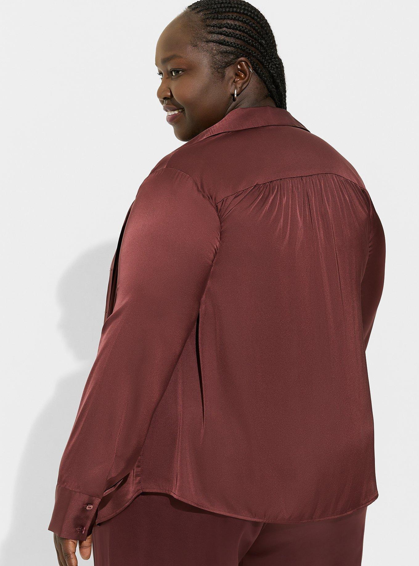 Madison Satin Button-Up Long Sleeve Shirt