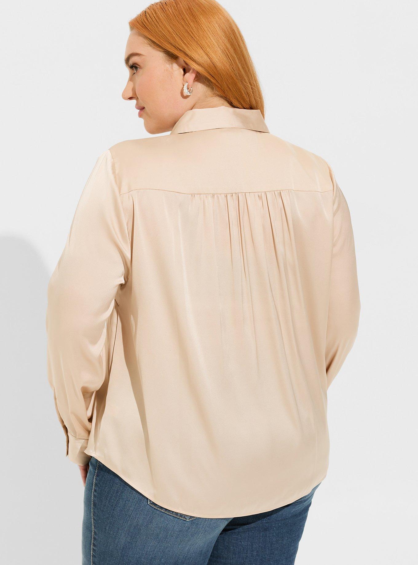 Madison Satin Button-Up Long Sleeve Shirt