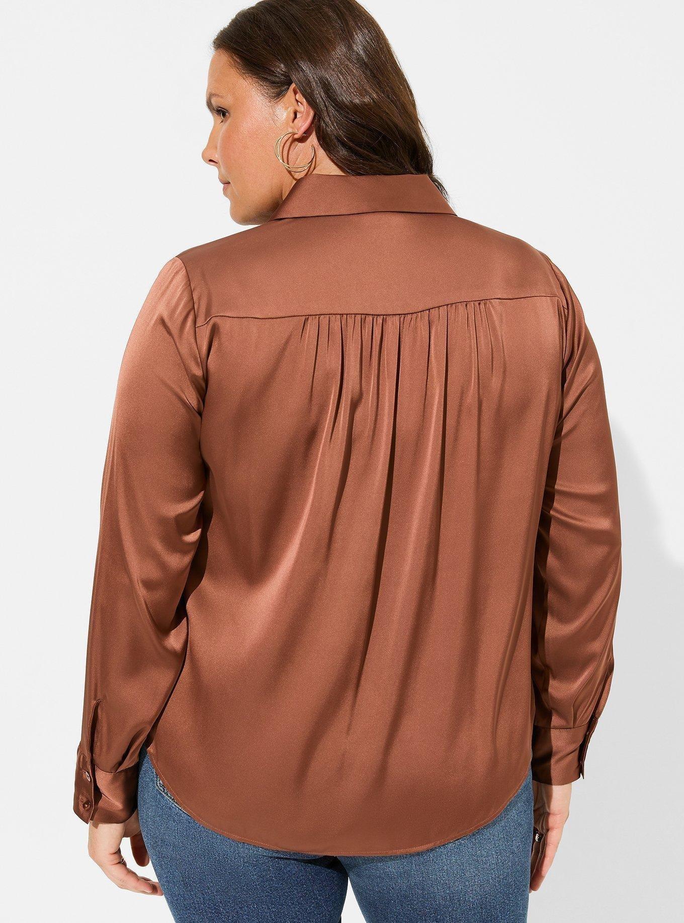Madison Satin Button-Up Long Sleeve Shirt
