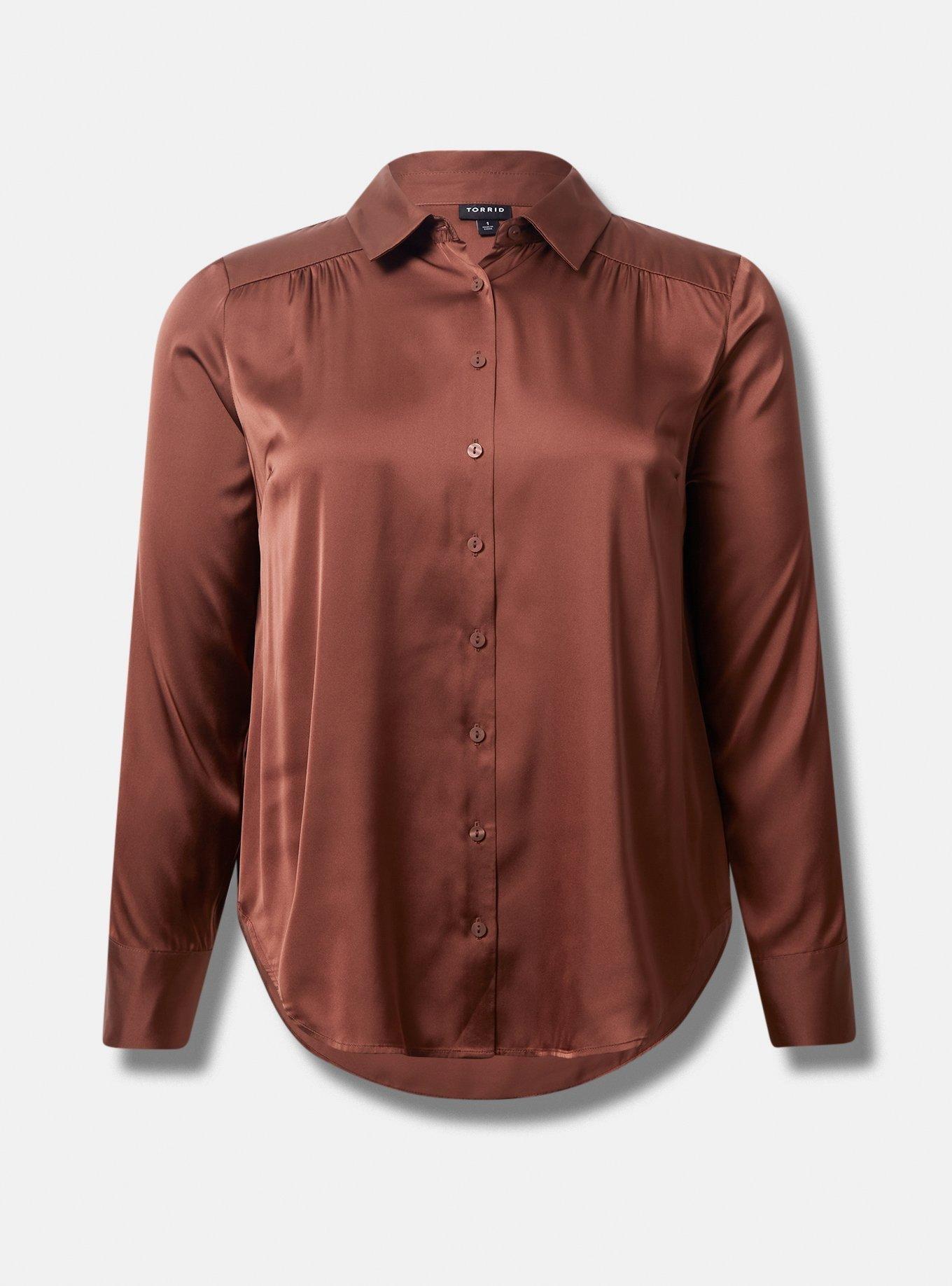 Madison Satin Button-Up Long Sleeve Shirt