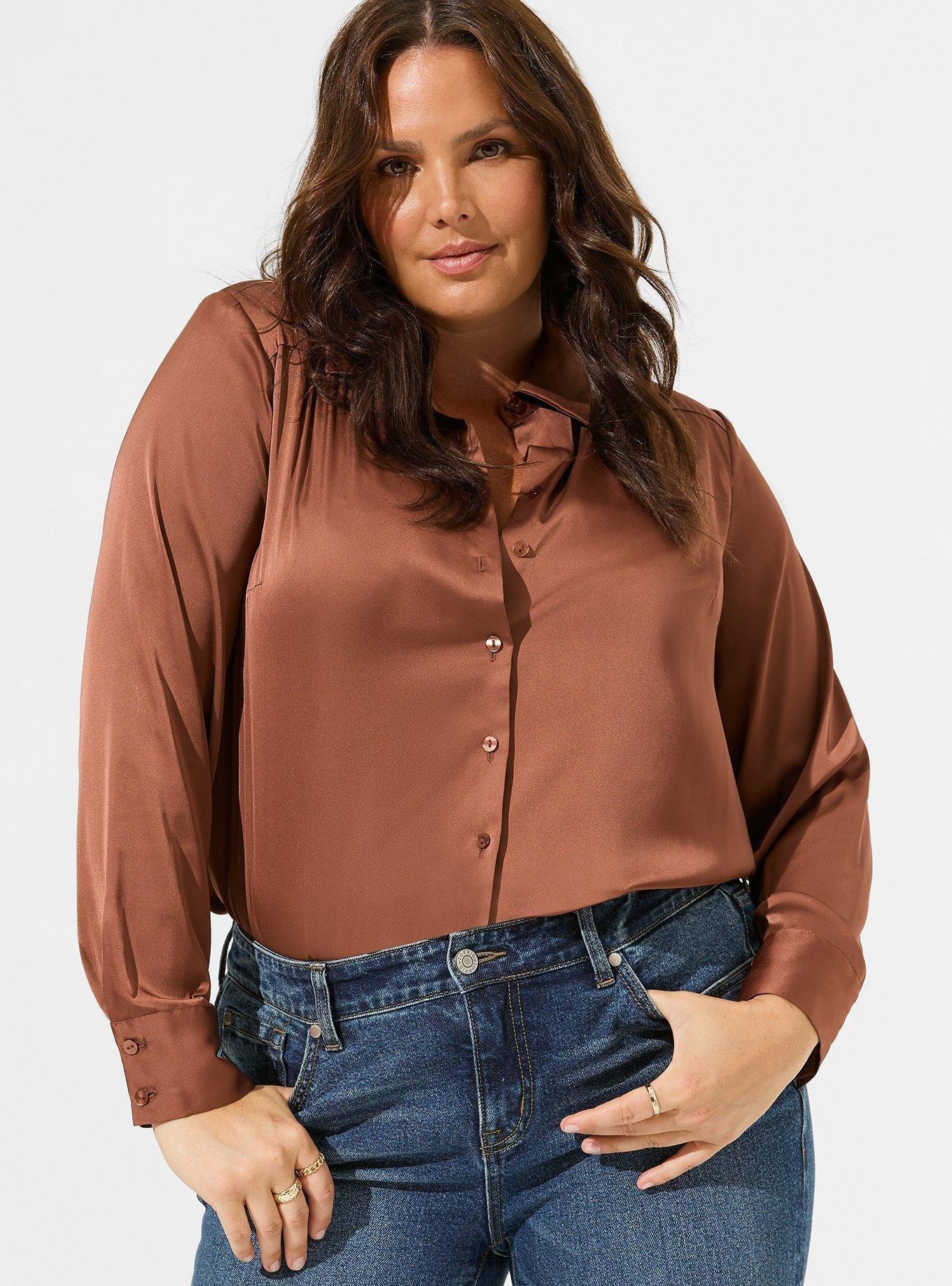 Madison Satin Button-Up Long Sleeve Shirt