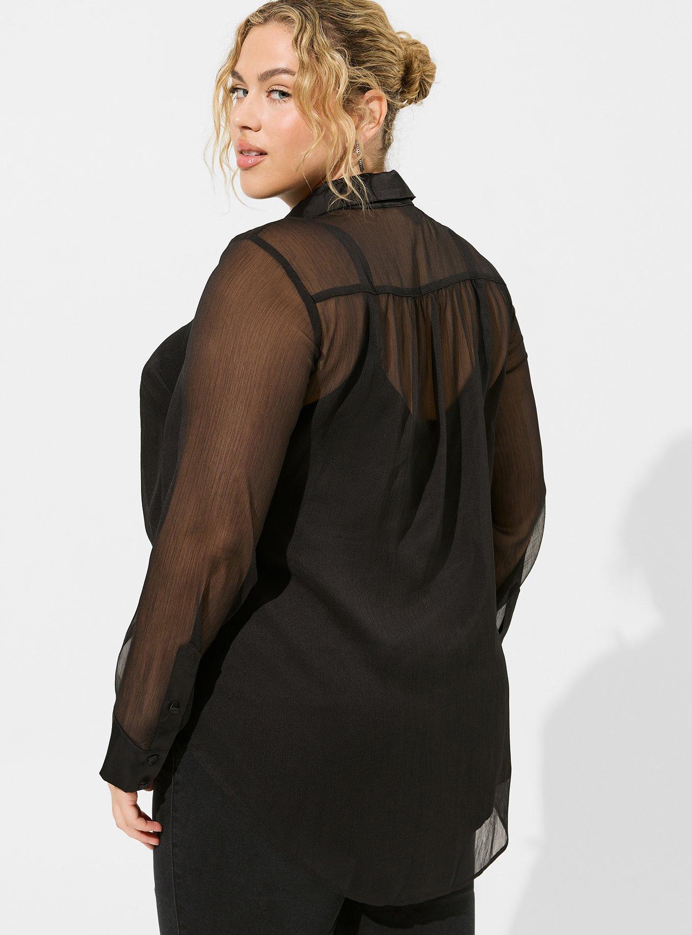 Plus Size - Chiffon And Satin Button Up Shirt - Torrid