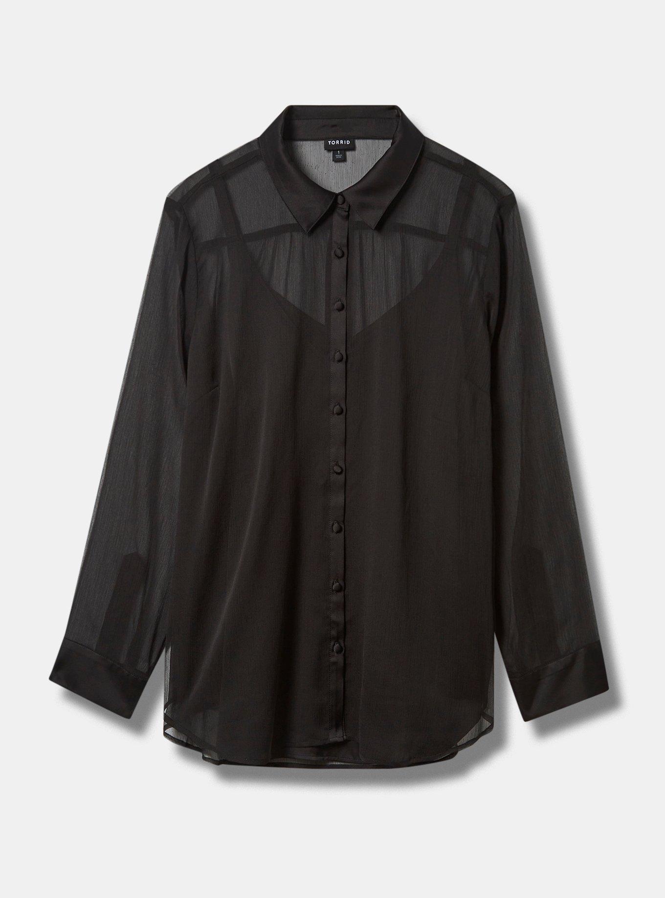 Chiffon And Satin Button Up Shirt