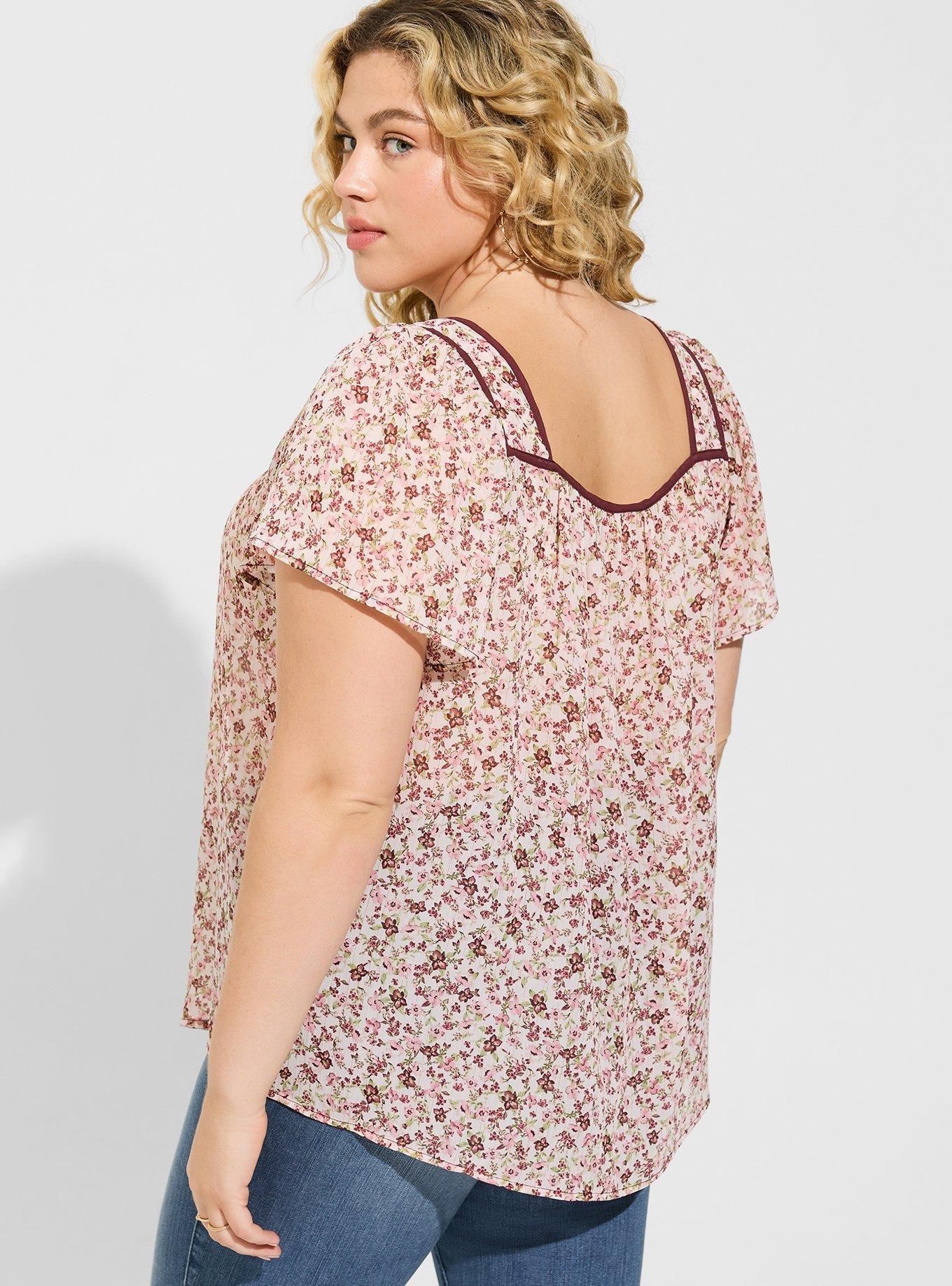 Crinkle Chiffon Flutter Sleeve Top