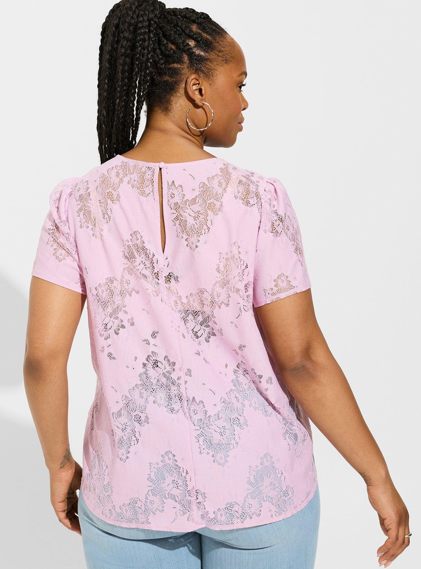 Abbey Lace Short Sleeve Blouse, MAUVE MIST, alternate