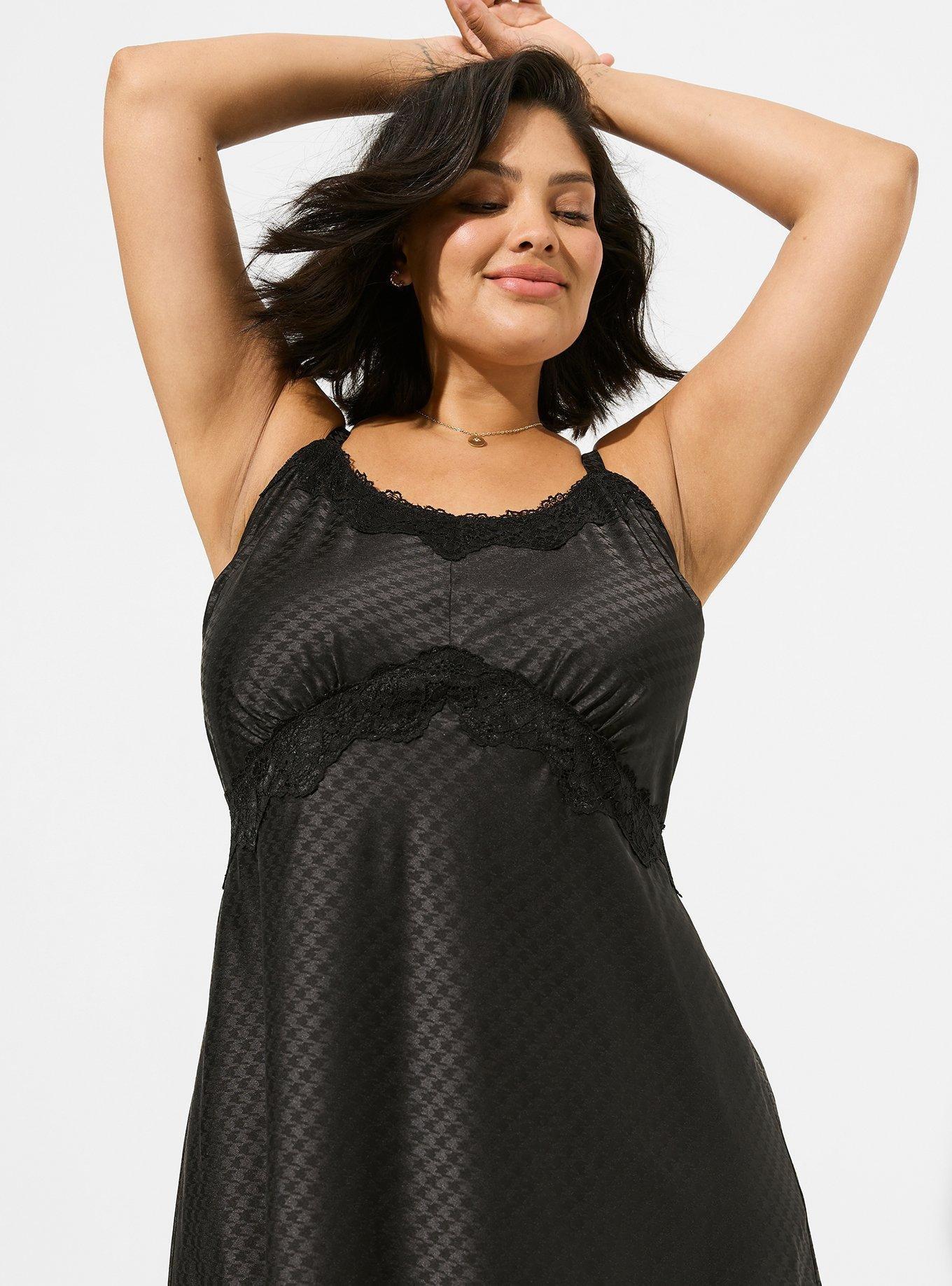 TORRID Tea Length Woven Jacquard Lace Trim Cami Dress