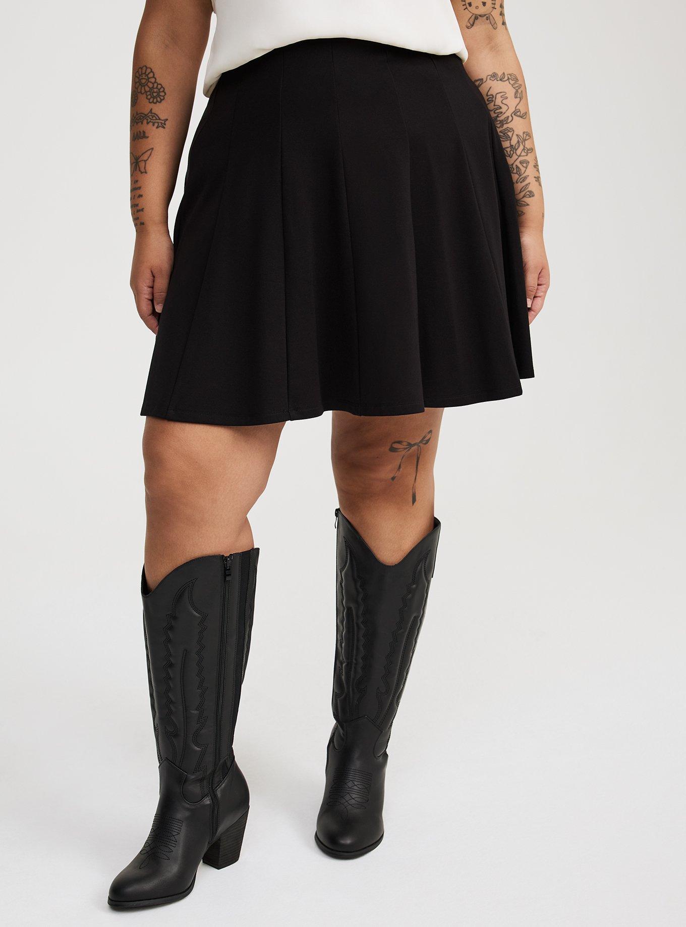 Mini Pleated Ponte Skirt