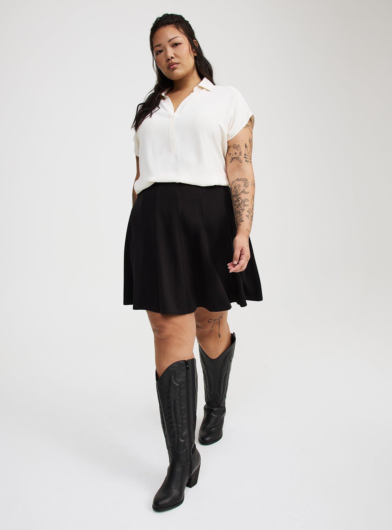 Mini Pleated Ponte Skirt