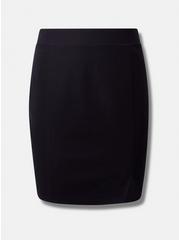 Mini Ponte Fitted Slit Skirt, DEEP BLACK, hi-res