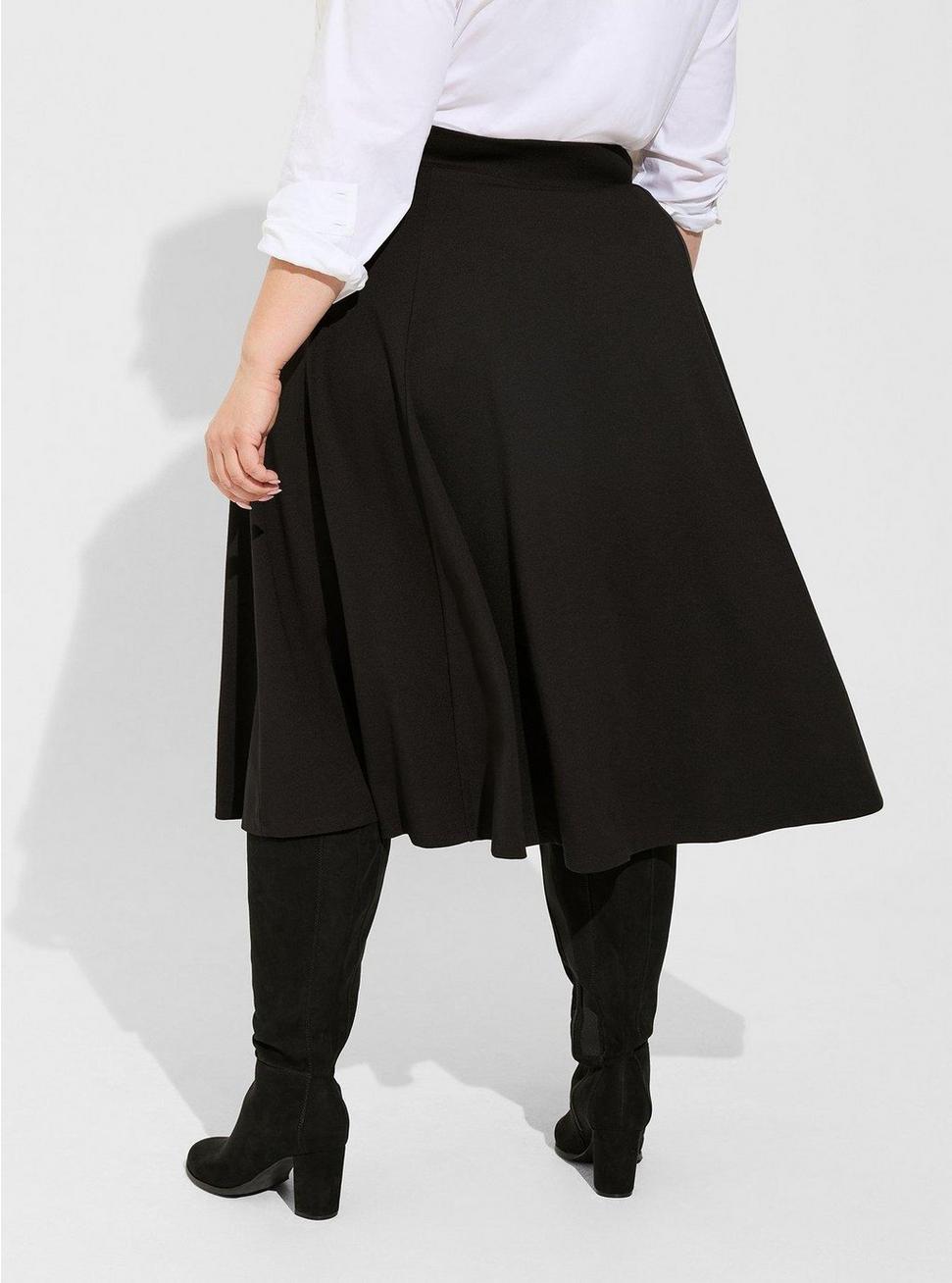 Midi Ponte A-line Skirt, DEEP BLACK, alternate