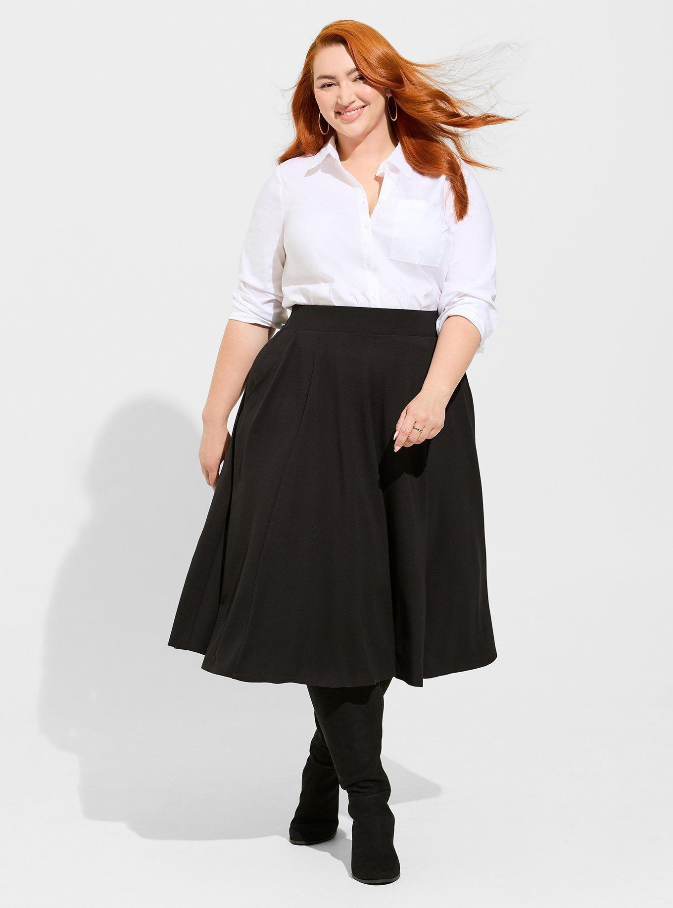Studio Curve Collection A-Line Ponte Skirt, Black - Dresses & Skirts