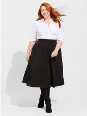 Midi Ponte A-line Skirt, DEEP BLACK, hi-res