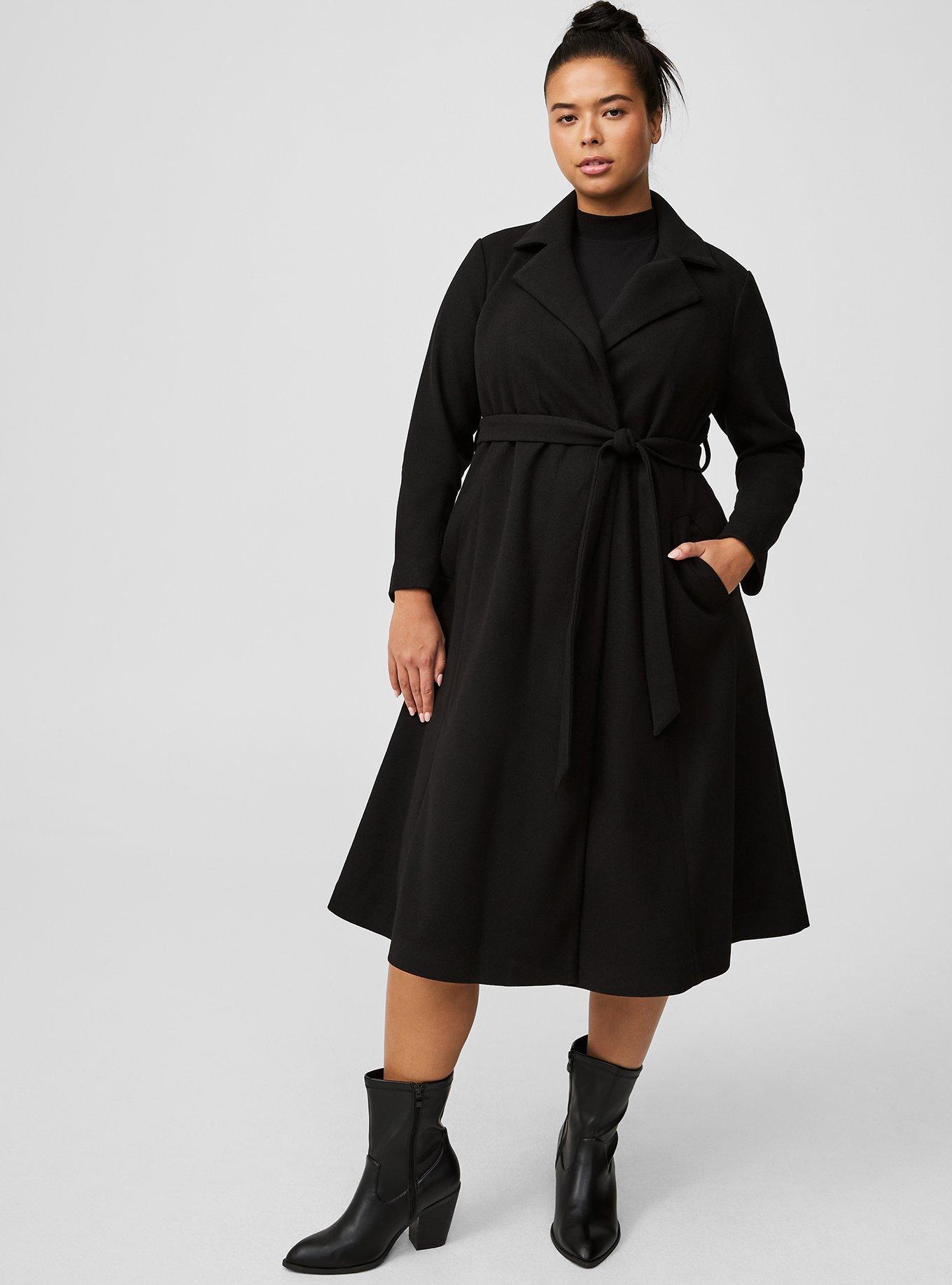 Plus Size - Faux Melton Tie Front Coat - Torrid