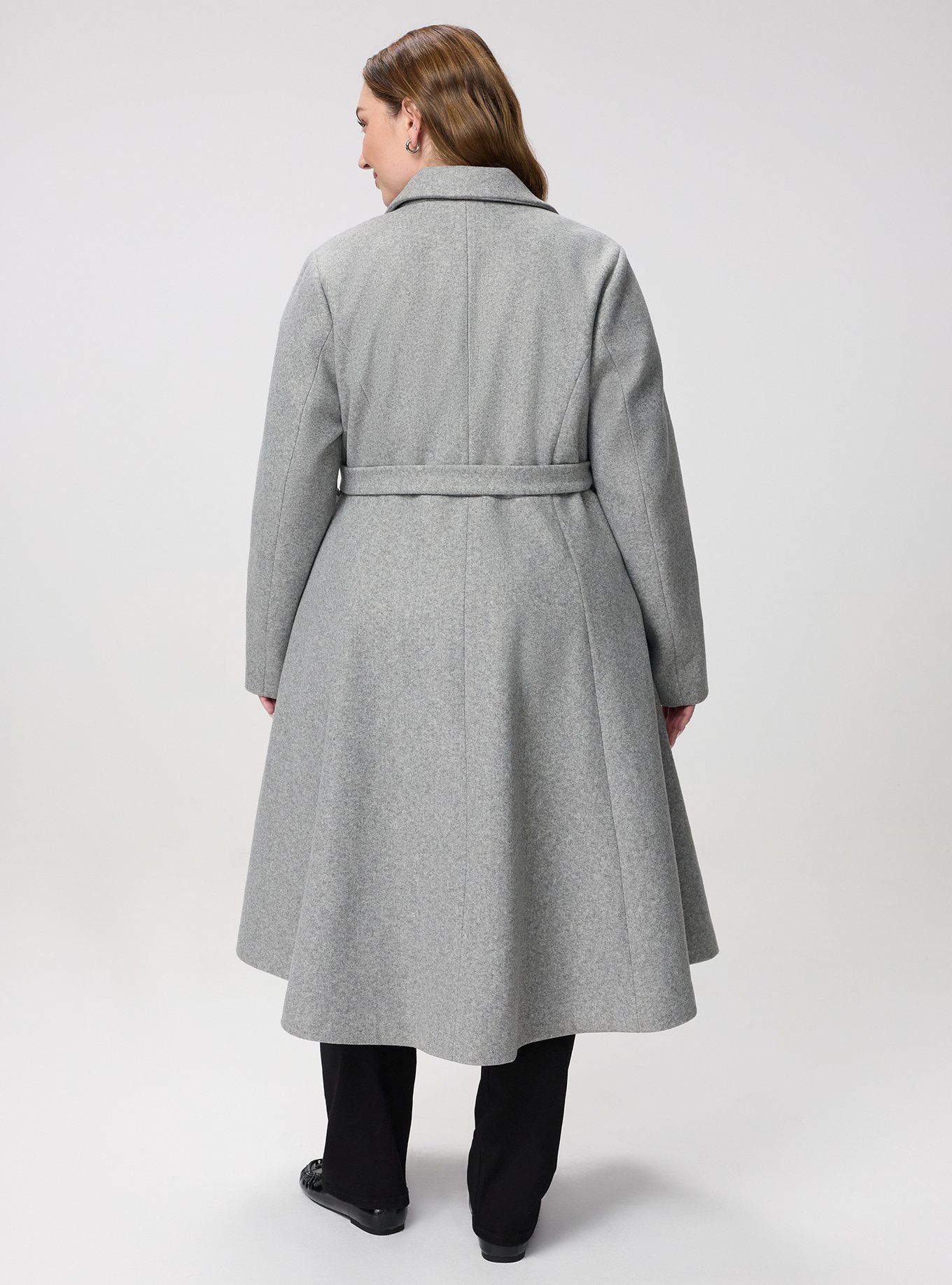 Faux Melton Tie Front Coat, MEDIUM HEATHER GRAY, alternate
