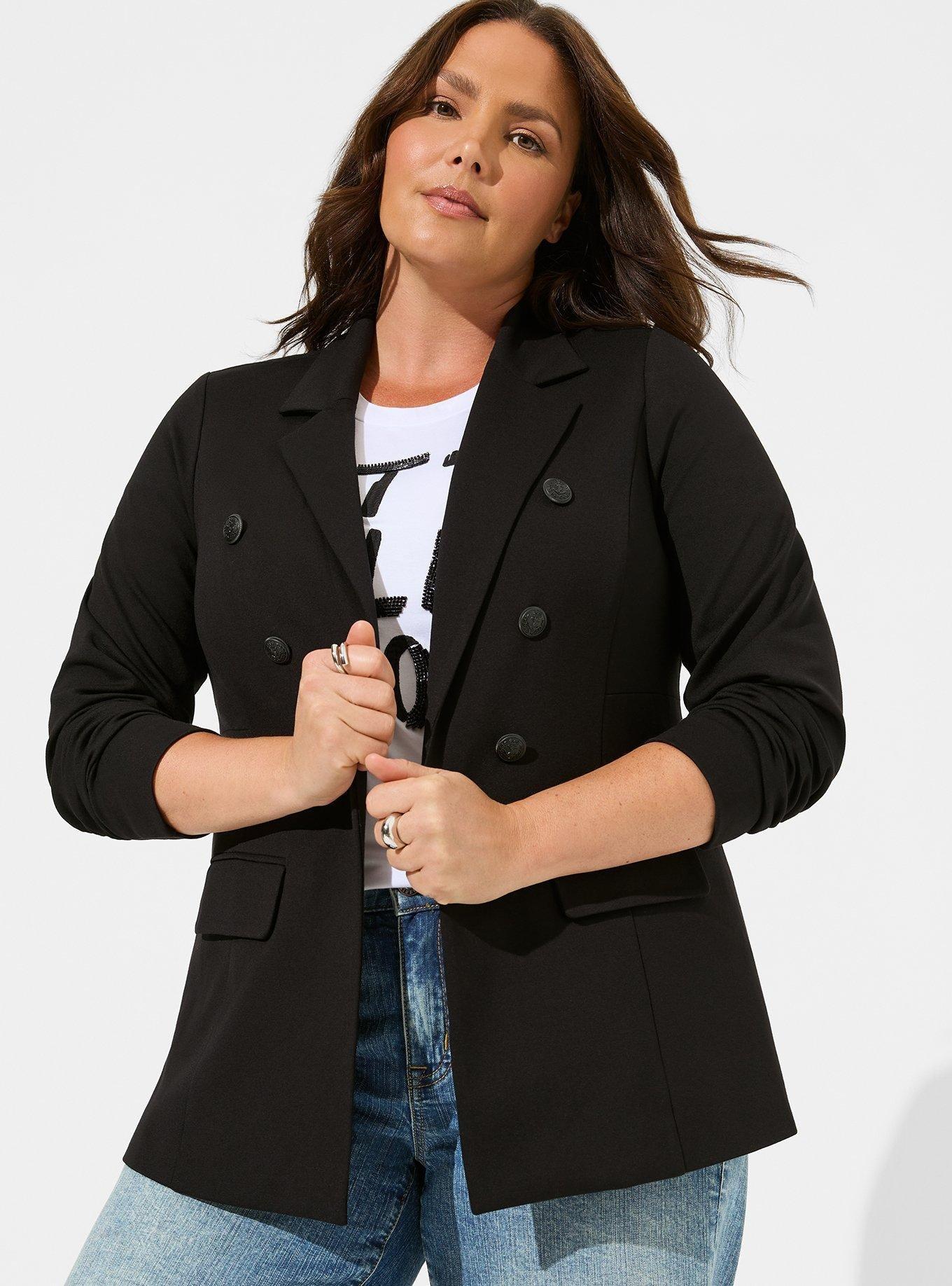 Plus Size - Light Ponte Double Breasted Relaxed Blazer - Torrid