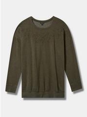Cozy Fleece Drop Shoulder Long Sleeve Sweatshirt, DEEP DEPTHS, hi-res