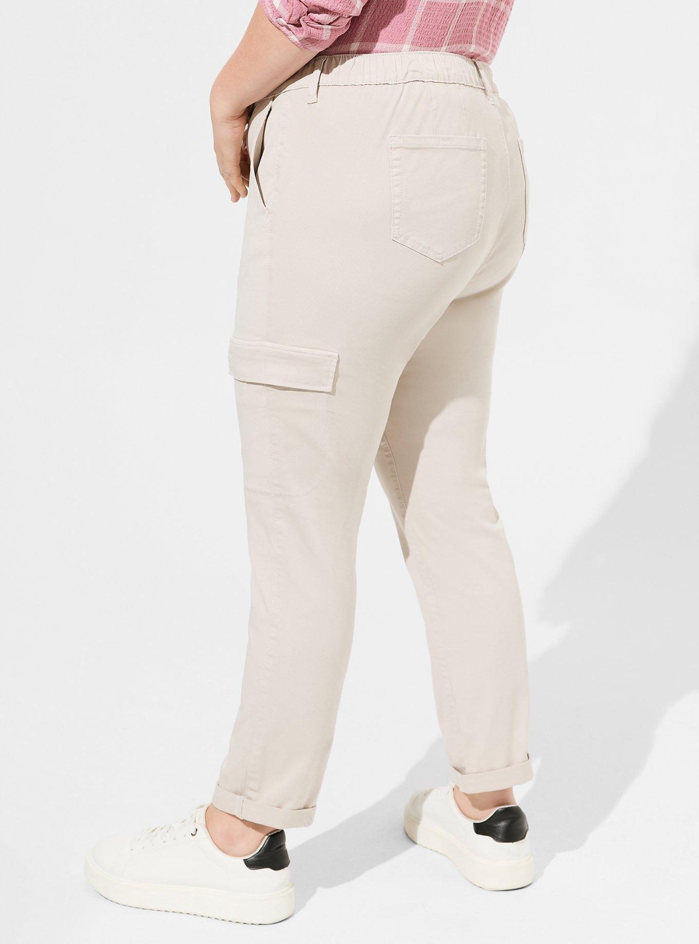 Plus Size - Pull-On Weekend Straight Stretch Twill Cargo Mid-Rise