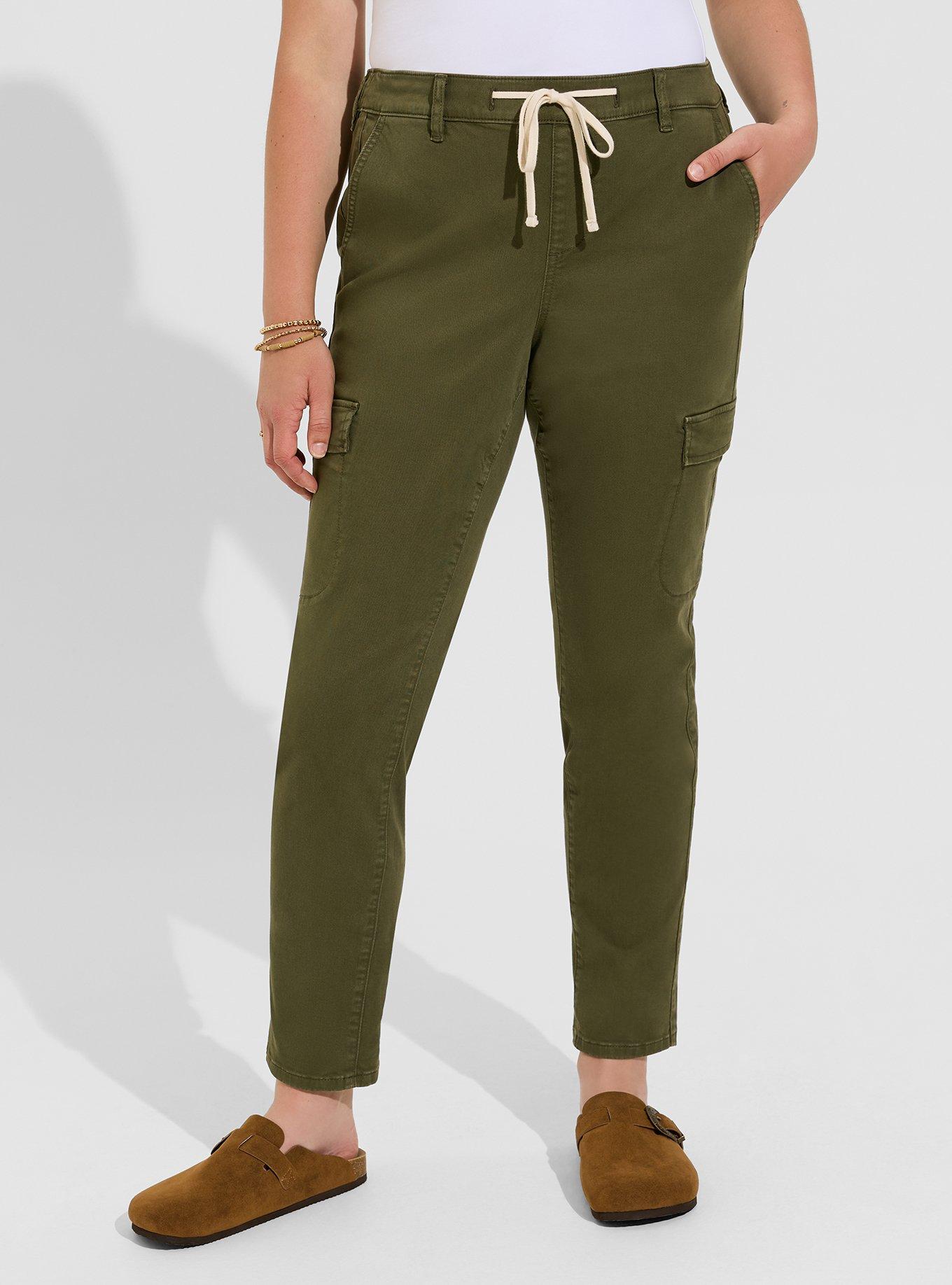 Plus Size - Pull-On Weekend Straight Stretch Twill Cargo Mid-Rise Pant ...