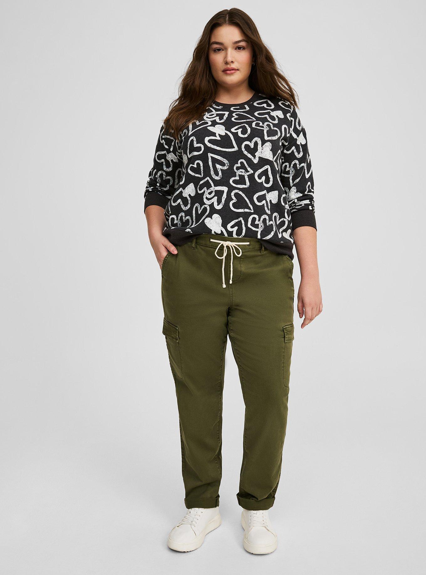 Plus Size - Pull-On Weekend Straight Stretch Twill Cargo Mid-Rise Pant -  Torrid