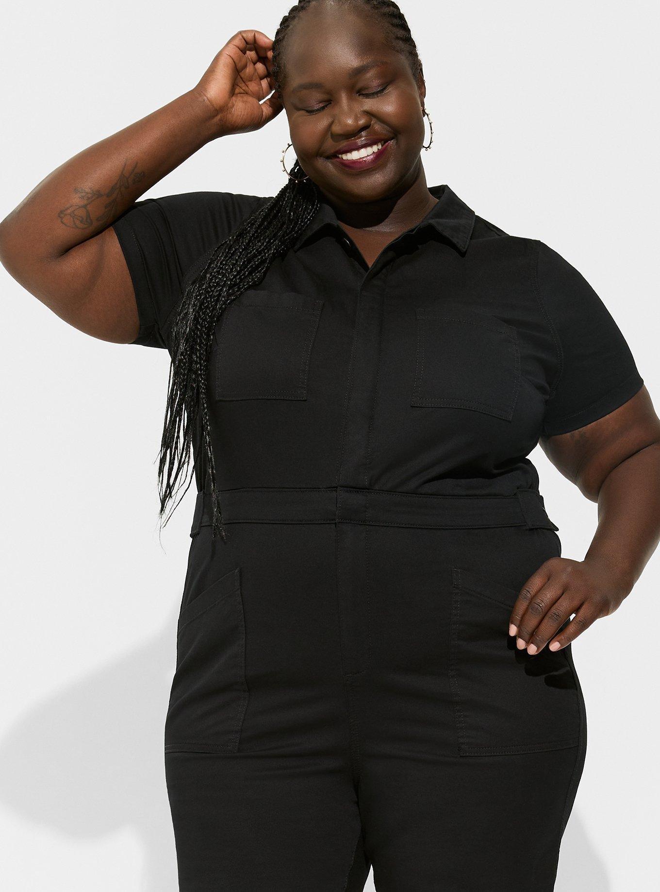 Plus Size Short Sleeve Twill Full Length Jumper Torrid