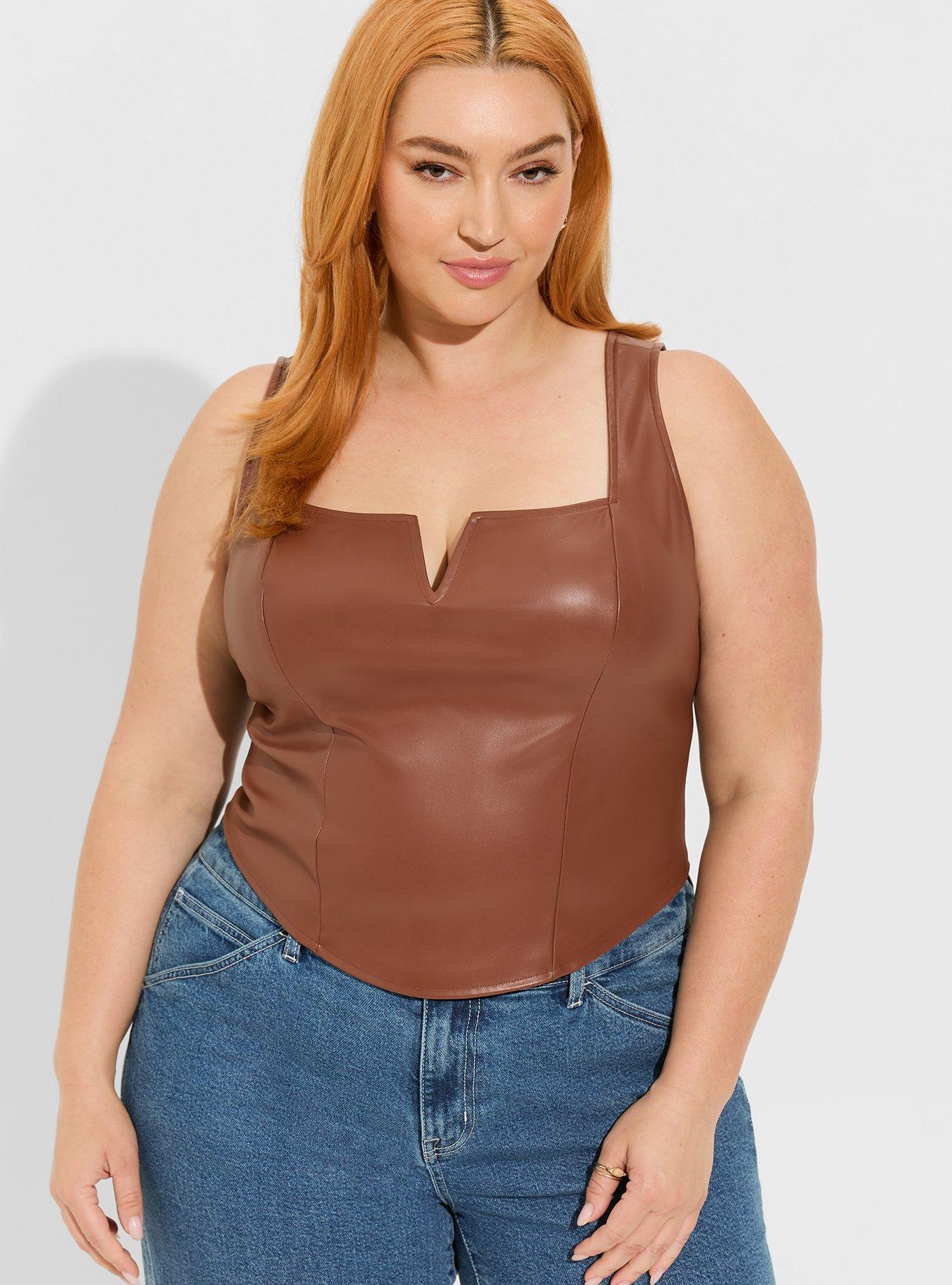 Plus Size - Faux Leather Corset Crop Top - Torrid