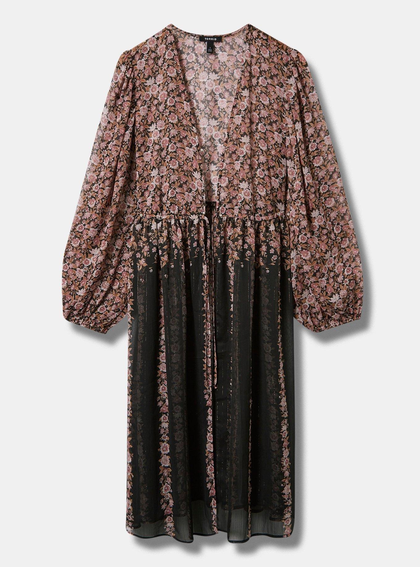 Tie Front Maxi Kimono